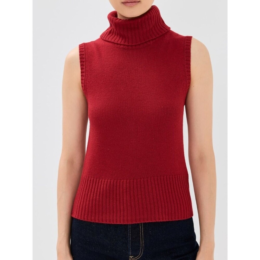 Veronica Beard Mazzy Cashmere Sleeveless Sweater Crimson Red NWT Small